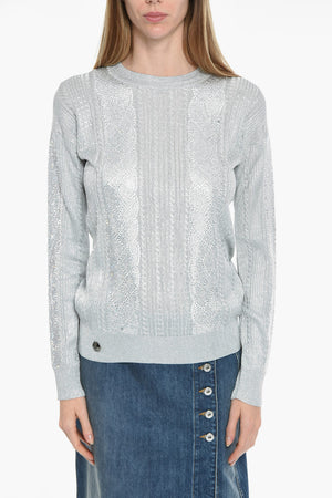 Round-Neck Long-Sleeve Crystal Pullover