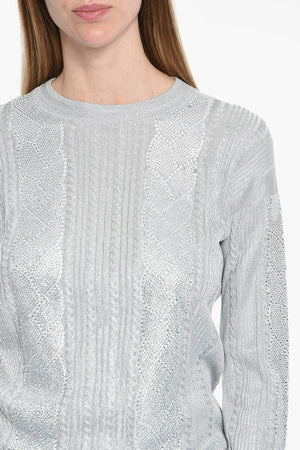 Round-Neck Long-Sleeve Crystal Pullover