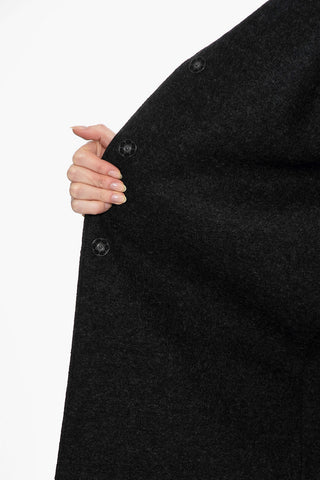 Cappotto Sfoderato in Lana Cotta con Tasche a Filo
