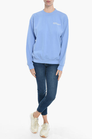 Solid Color Crew-neck Sweatshirt with Printed Logo