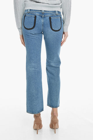 Jeans Flared Fit A Vita Alta Con Fibbia 