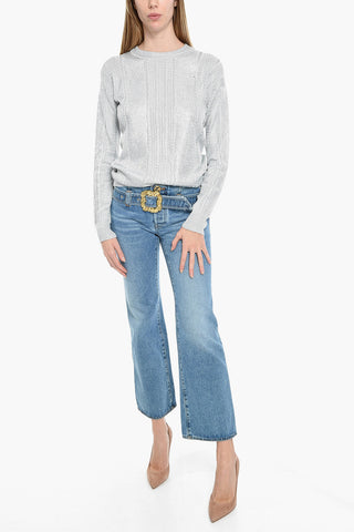 Jeans Flared Fit A Vita Alta Con Fibbia 