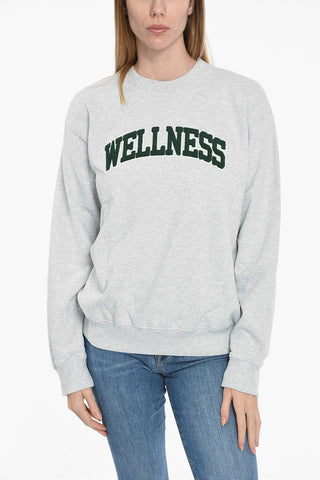 Fleeced-Cotton Crew-Neck Sweatshirt with Embossed-Embroidery