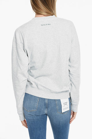 Fleeced-Cotton Crew-Neck Sweatshirt with Embossed-Embroidery