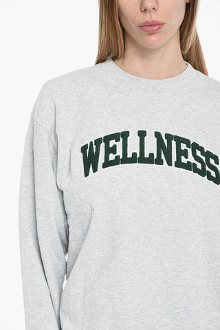 Fleeced-Cotton Crew-Neck Sweatshirt with Embossed-Embroidery
