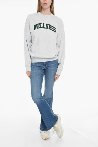 Fleeced-Cotton Crew-Neck Sweatshirt with Embossed-Embroidery