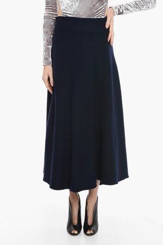 Wool Knit Round Skirt with Side Zip