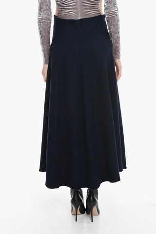 Wool Knit Round Skirt with Side Zip