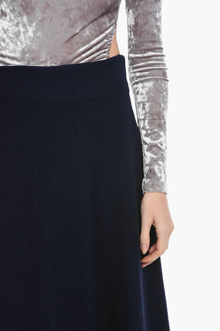 Wool Knit Round Skirt with Side Zip