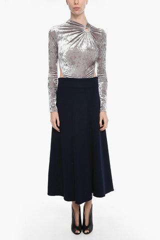 Wool Knit Round Skirt with Side Zip