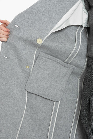 Double Breasted Wool Blend Coat With Jetted Pockets