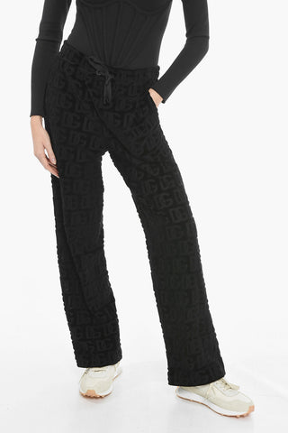 Jacquard Velvet Trousers with Monogrammed Pattern