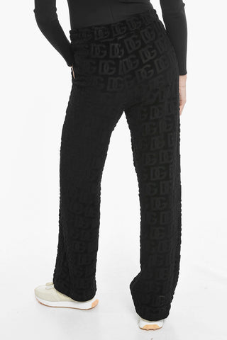 Jacquard Velvet Trousers with Monogrammed Pattern
