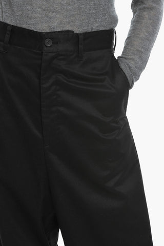 Low Crotch Cotton Wide Leg Pants with Belt Loops