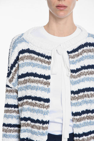 Maglia Girocollo GROOVY a Righe con Schiena Scoperta e Chiusura con Nodo