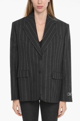 Striped Single Breasted Oversize Blazer
