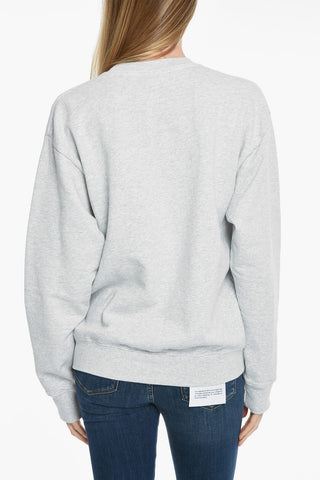 Fleeced Cotton Crew-neck Sweatshirt with Front Print