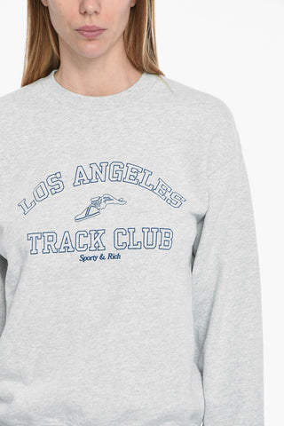 Fleeced Cotton Crew-neck Sweatshirt with Front Print