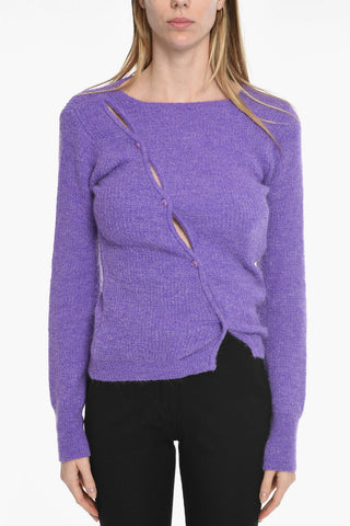 Side Buttoning Crew-neck Pullover