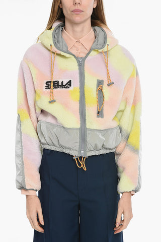 Hooded Fleece Bomber Jacket with Embossed Logo