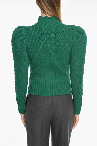 Puff Slevved Cashmere Blend Turtleneck Pullover