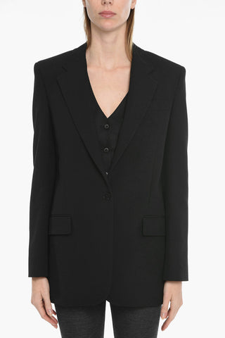 Blazer in Misto Lana con Tasche con Aletta