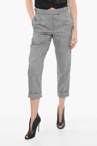 Lowrise Slim Fit Pants with Herringbone Motif