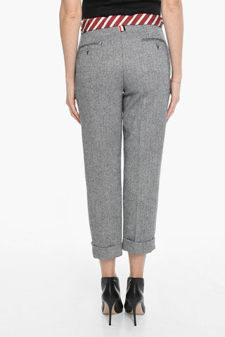 Lowrise Slim Fit Pants with Herringbone Motif