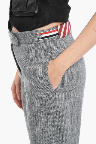 Lowrise Slim Fit Pants with Herringbone Motif