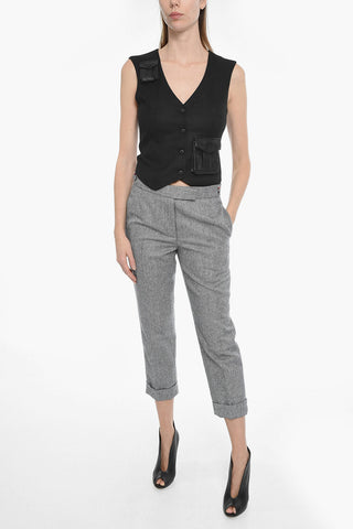 Lowrise Slim Fit Pants with Herringbone Motif