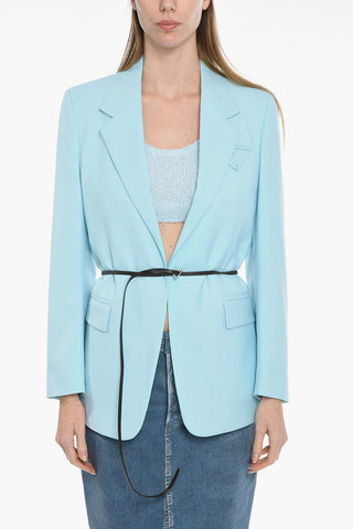 Wool Twill Loose-fit Blazer with Belt