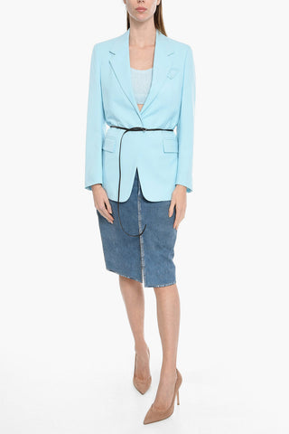 Wool Twill Loose-fit Blazer with Belt