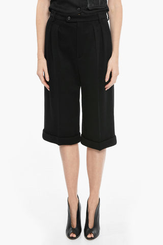 Pantaloni al Ginocchio in Misto Lana con 2 Pinces