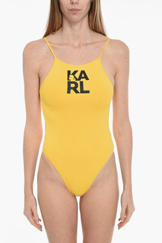 One-Piece Swimsuit With Logo Print