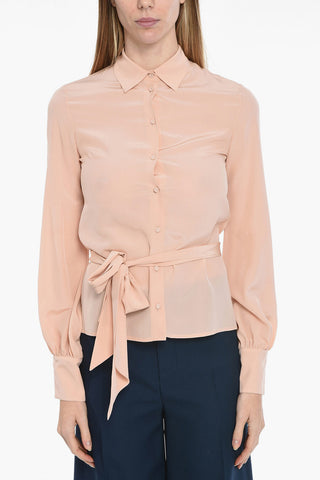 Puffed Sleeves Silk Shirt