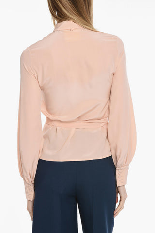 Puffed Sleeves Silk Shirt