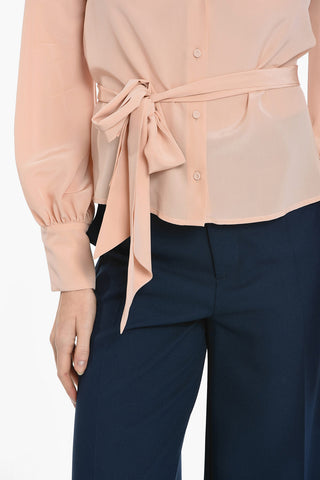 Puffed Sleeves Silk Shirt