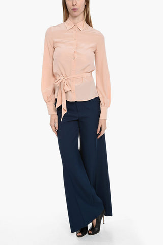 Puffed Sleeves Silk Shirt
