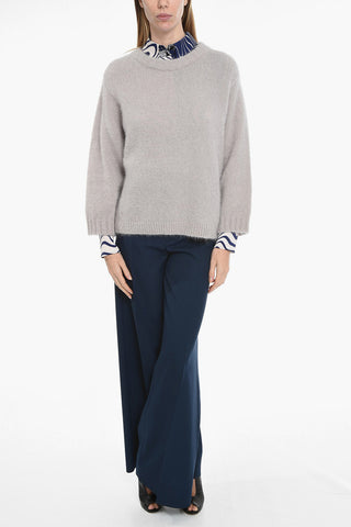 Crew Neck Mohair Blend Pullover