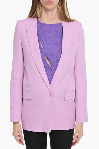 Wool One-button Blazer with Peak Lapel