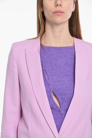 Wool One-button Blazer with Peak Lapel