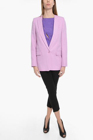 Wool One-button Blazer with Peak Lapel