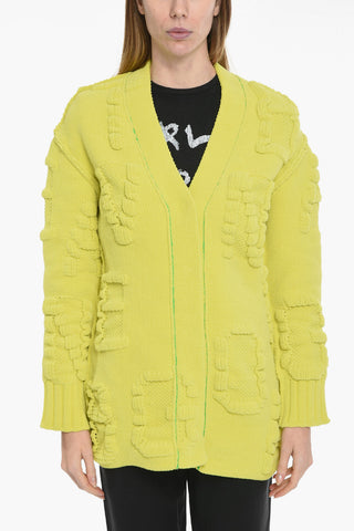Chenille V-Neckline Cardigan with Concealed Closure