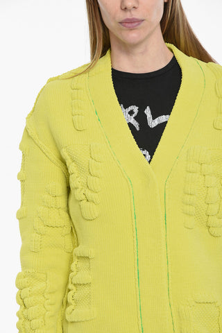 Chenille V-Neckline Cardigan with Concealed Closure