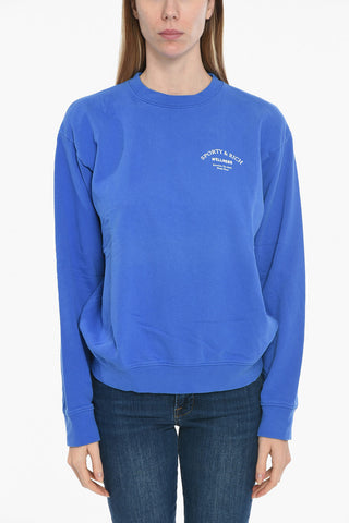 Brushed Cotton Crew-neck Sweatshirt with Printed Logo