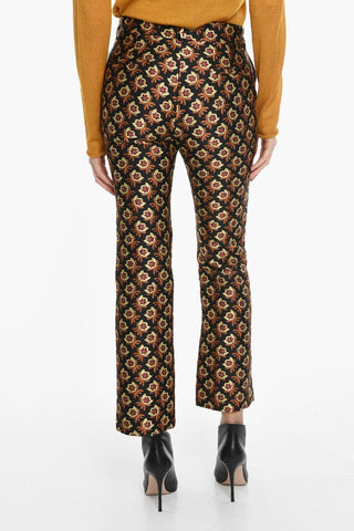 Carrot Fit Jacquard BELLA Pants with Floral Pattern