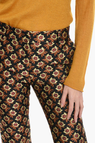 Carrot Fit Jacquard BELLA Pants with Floral Pattern