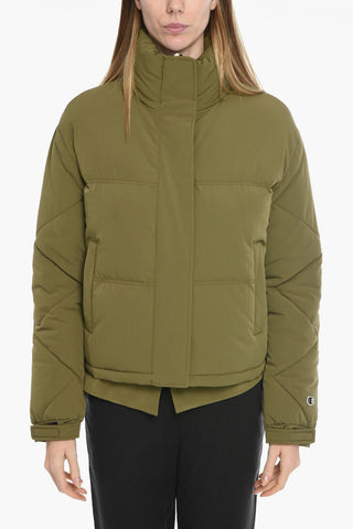 Hoodless Puffer Jacket with Front Zip