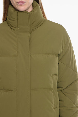 Hoodless Puffer Jacket with Front Zip