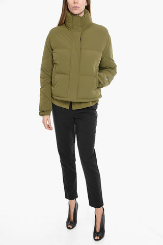Hoodless Puffer Jacket with Front Zip